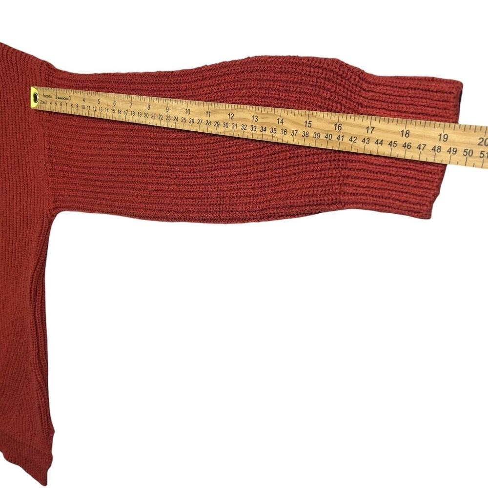 NWT Madewell Sz M Orange Ridgeton Pullover Textured Sweater Cotton Knit V-neck - Picture 13 of 13